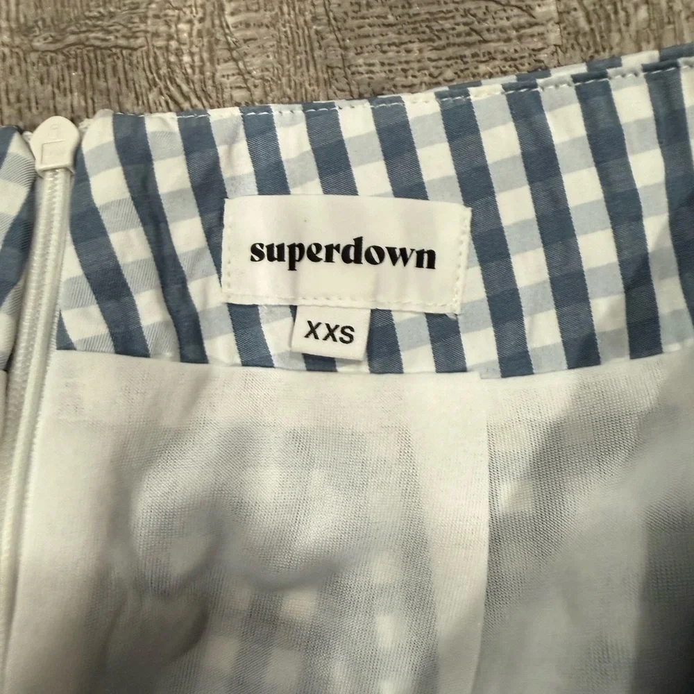 superdown Navy Gingham Mini Skirt